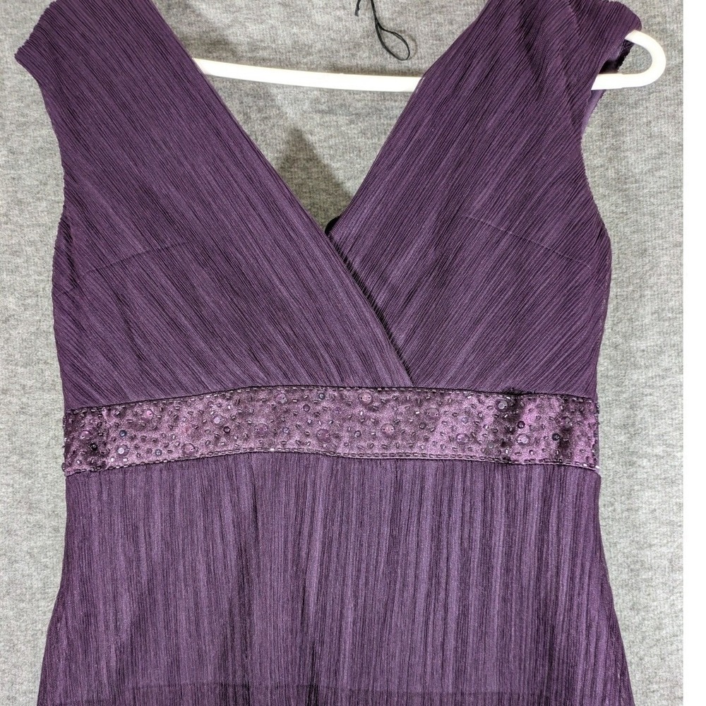 Jessica Howard Purple Pleated Tiered Sequin Empire Waist Maxi Gown Dress 6